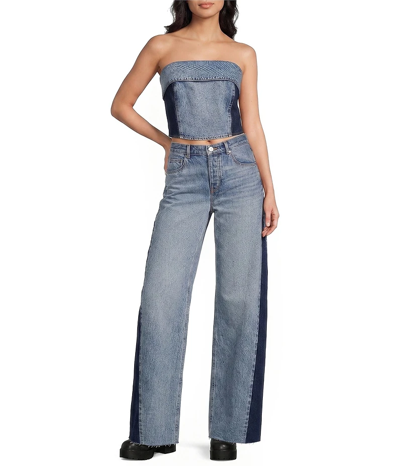 GB Fold Over Denim Tube Top