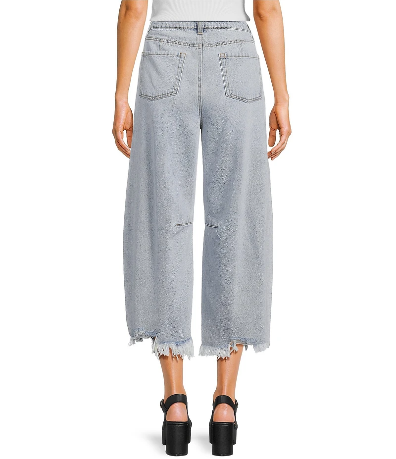 GB Frayed Hem Cropped Barrel Jeans
