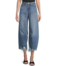 GB Frayed Hem Cropped Barrel Jeans