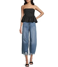 GB Frayed Hem Cropped Barrel Jeans