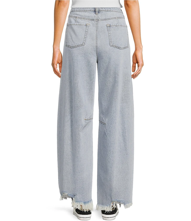 GB Frayed Hem Cropped Barrel Jeans