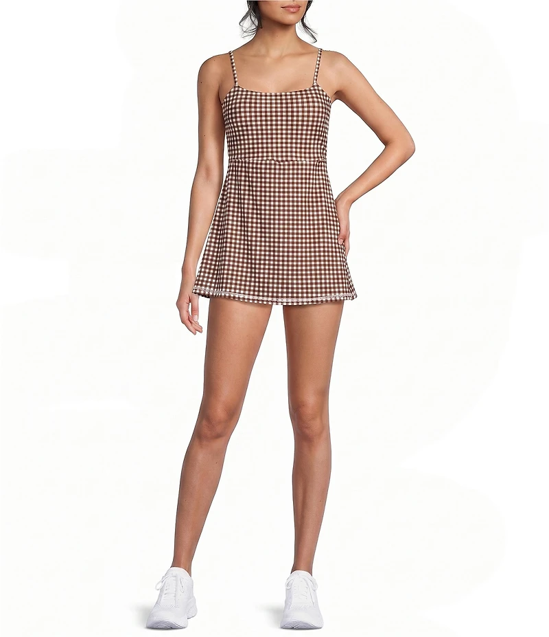 GB Gingham Square Neck Tennis Dress