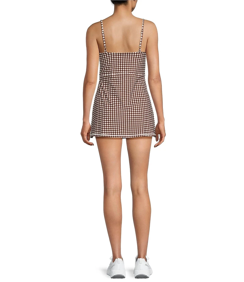 GB Gingham Square Neck Tennis Dress