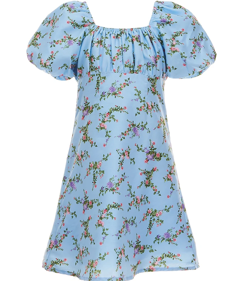 GB Girls Big Girls Puff Sleeve Empire Waist Floral Print Dress