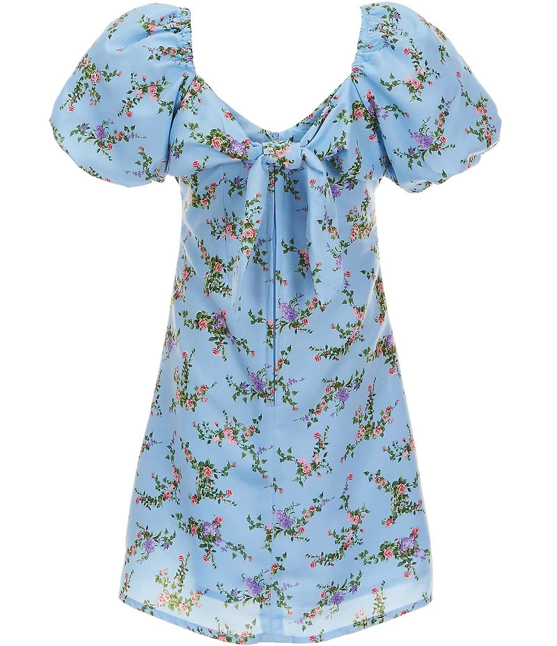 GB Girls Big Girls Puff Sleeve Empire Waist Floral Print Dress