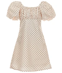 GB Girls Big Girls Dotted Empire Waist Puff Sleeve Dress
