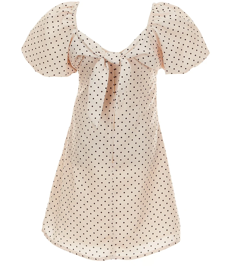 GB Girls Big Girls Dotted Empire Waist Puff Sleeve Dress