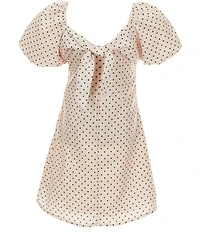 GB Girls Big Girls Dotted Empire Waist Puff Sleeve Dress