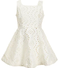 GB Girls Big Girls Eyelet Square Neck Sleeveless Fit-and-Flare Dress