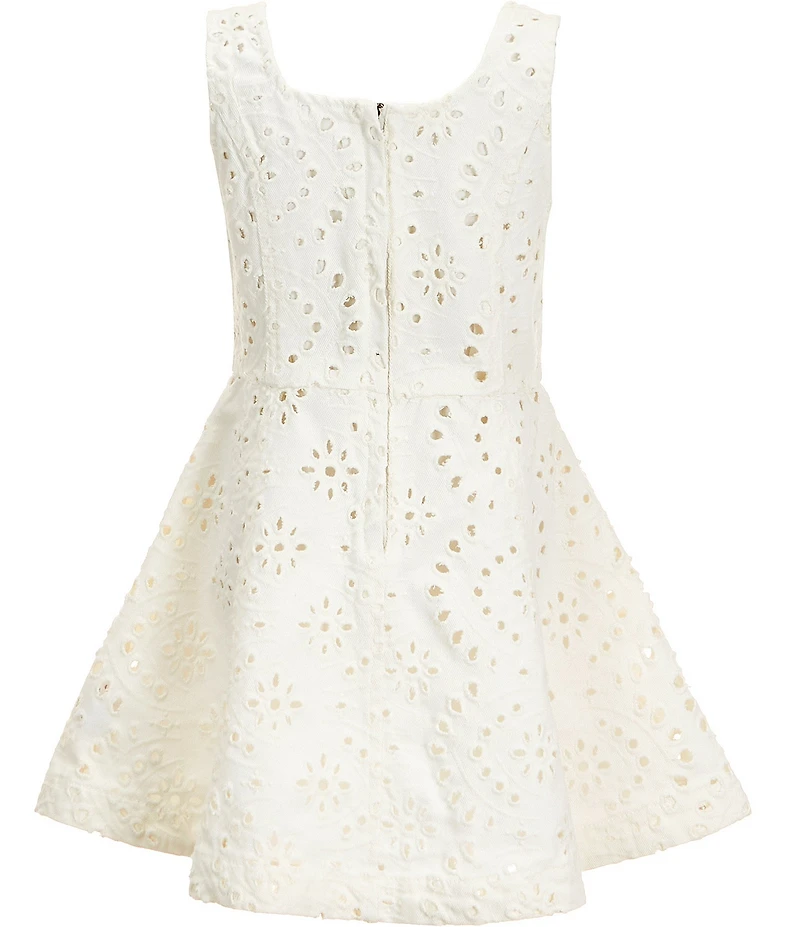 GB Girls Big Girls Eyelet Square Neck Sleeveless Fit-and-Flare Dress