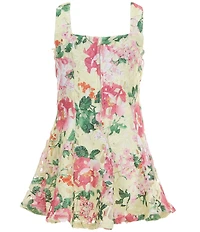 GB Big Girls Floral Print Godet Fit & Flare Applique Detail Dress