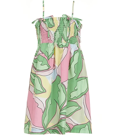 GB Girls Boat Neck Floral Print Trapeza Dress