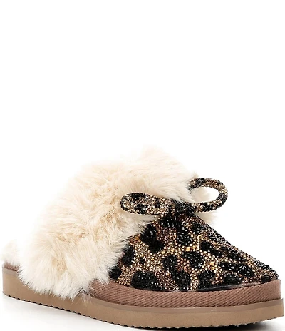 GB Girls' Comfie-Girl Leopard Bow Slippers (Youth)