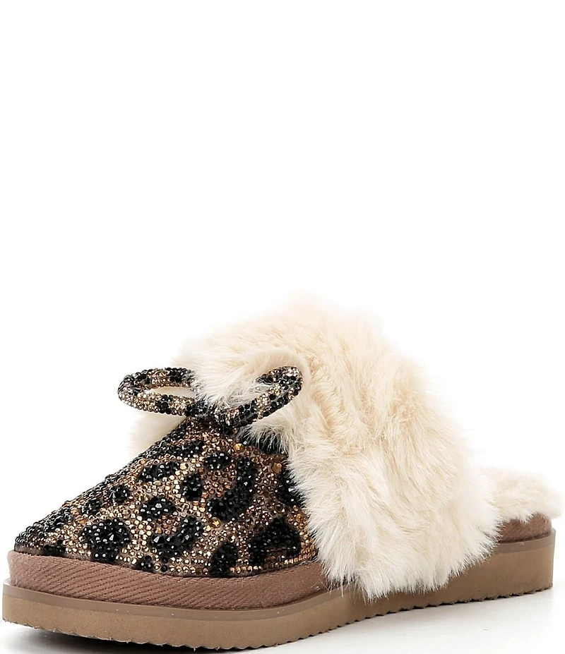 GB Girls' Comfie-Girl Leopard Bow Slippers (Youth)