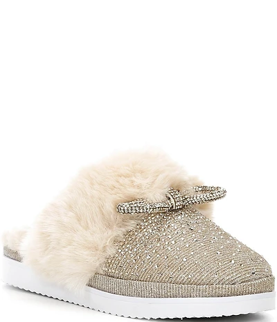 GB Girls' Comfie-Girl Bow Embellished Slippers (Toddler)