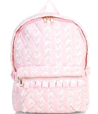 GB Girls Quilted Floral Stripe Ruffle Backpack