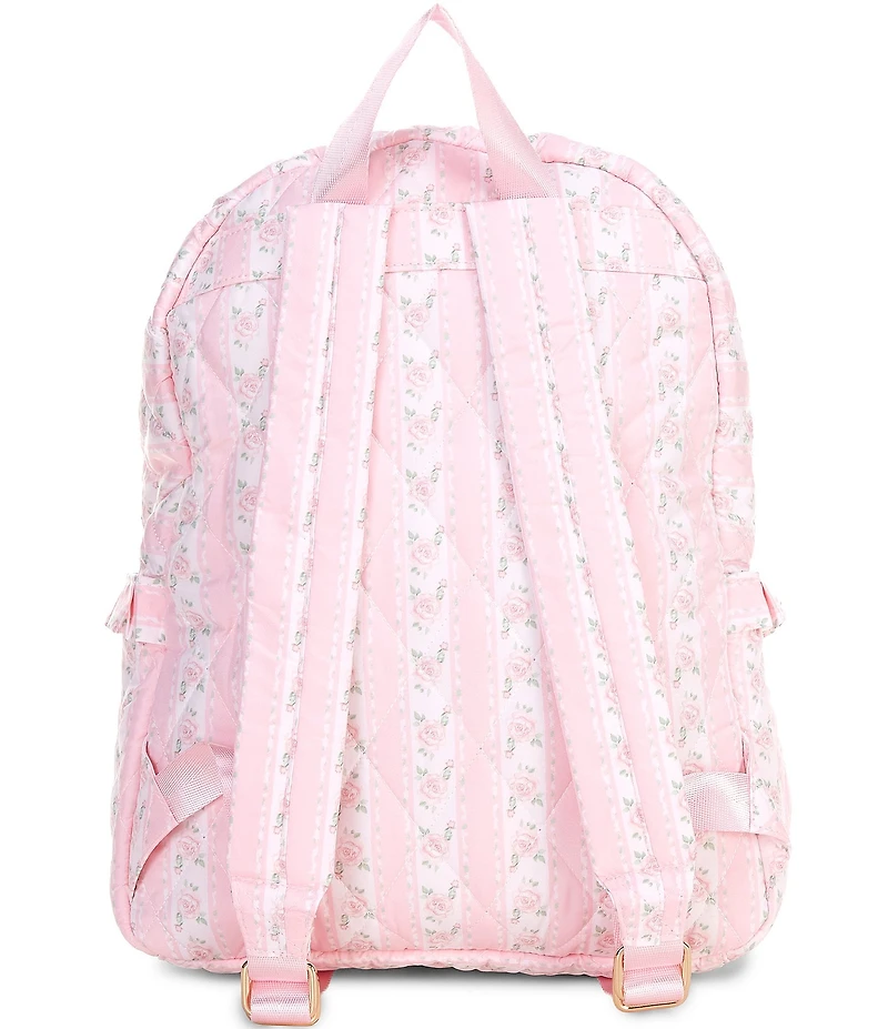 GB Girls Quilted Floral Stripe Ruffle Backpack