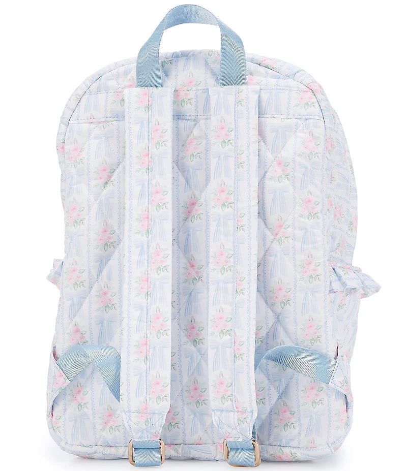 GB Girls Quilted Floral Bow Ruffle Backpack