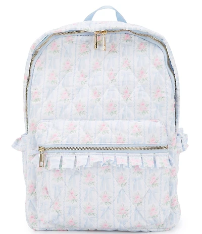 GB Girls Quilted Floral Bow Ruffle Backpack