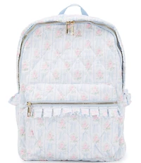 GB Girls Quilted Floral Bow Ruffle Backpack