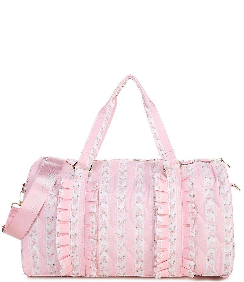 GB Girls Floral Ruffle Quilted Duffel