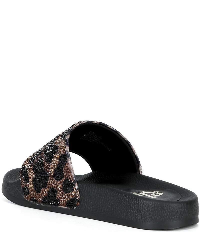 GB Girls' Fyffer Leopard Embellished Slide Sandals (Toddler)