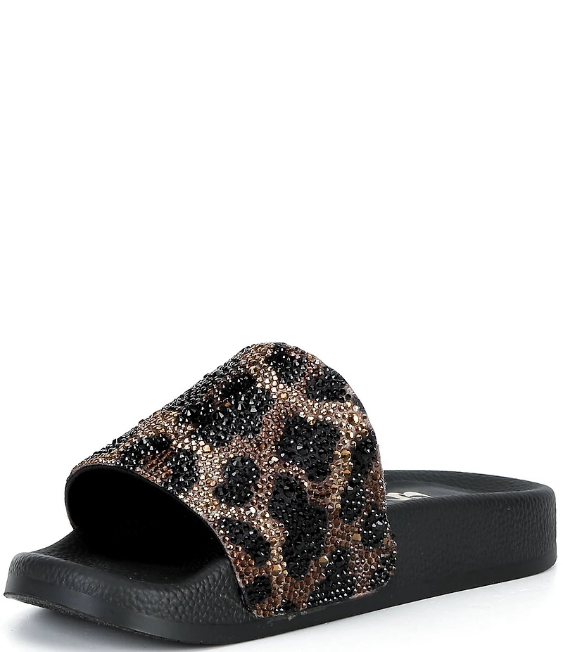 GB Girls' Fyffer Leopard Embellished Slide Sandals (Toddler)