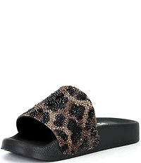 GB Girls' Fyffer Leopard Embellished Slide Sandals (Toddler)