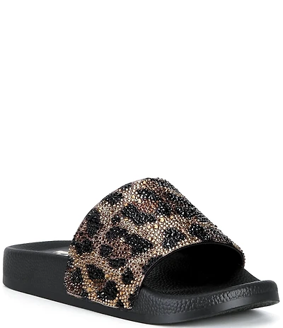 GB Girls' Fyffer Leopard Embellished Slide Sandals (Youth)