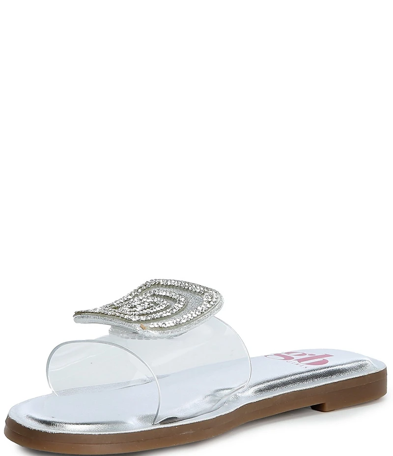 GB Girls' Jaxx Vinyl Mismatched Rhinestone Slide Sandals (Youth)