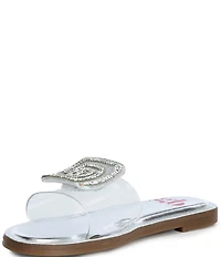 GB Girls' Jaxx Vinyl Mismatched Rhinestone Slide Sandals (Youth)