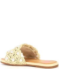 GB Girls' Justise Woven Raffia Pearl Embellished Slide Sandals (Toddler)