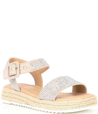 GB Girls' Keegan 2 Rhinestone Embellished Espadrille Flat Sandals (Youth)
