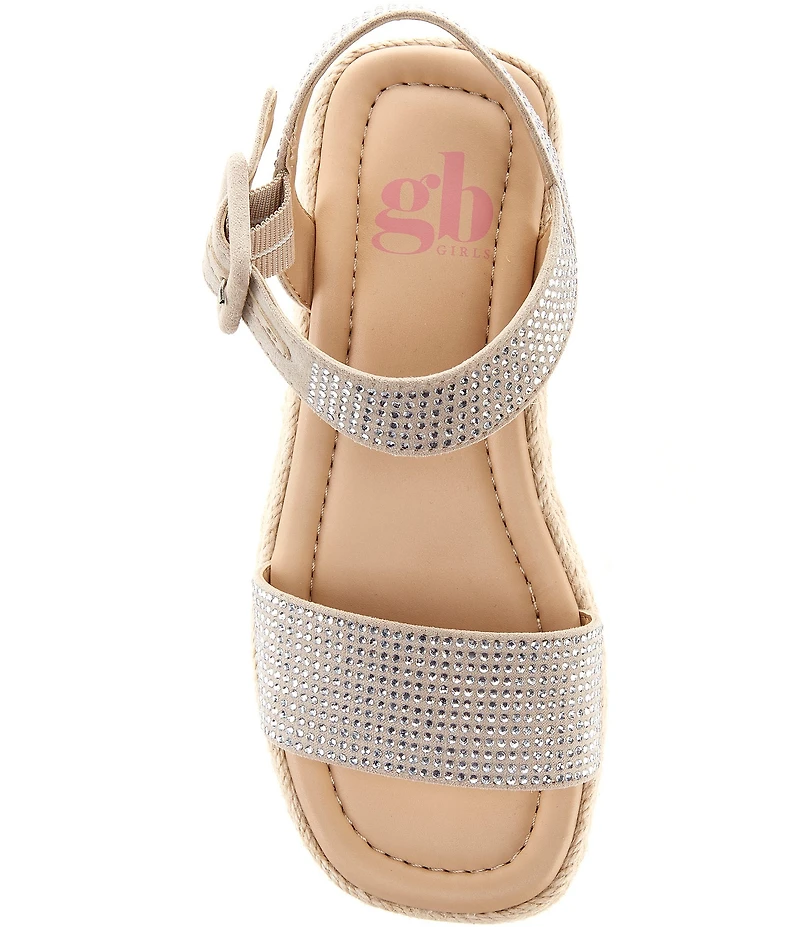 GB Girls' Keegan 2 Rhinestone Embellished Espadrille Flat Sandals (Youth)