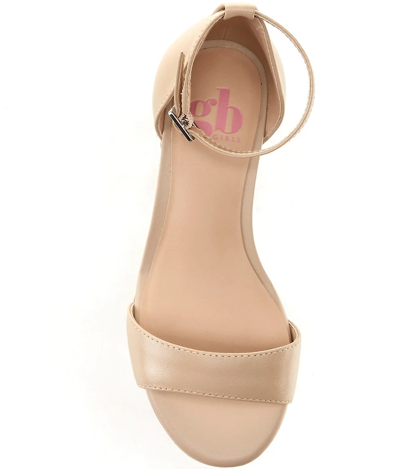 GB Girls' Leather Ankle Strap Block Heel Family Matching Dress Sandals (Youth)