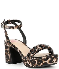 GB Girls' Razzle Leopard Print Platform Dress Sandals (Youth)