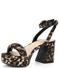 GB Girls' Razzle Leopard Print Platform Dress Sandals (Youth)