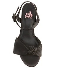 GB Girls' Sadie-Girl Satin Half Bow Platform Dress Sandals (Toddler)