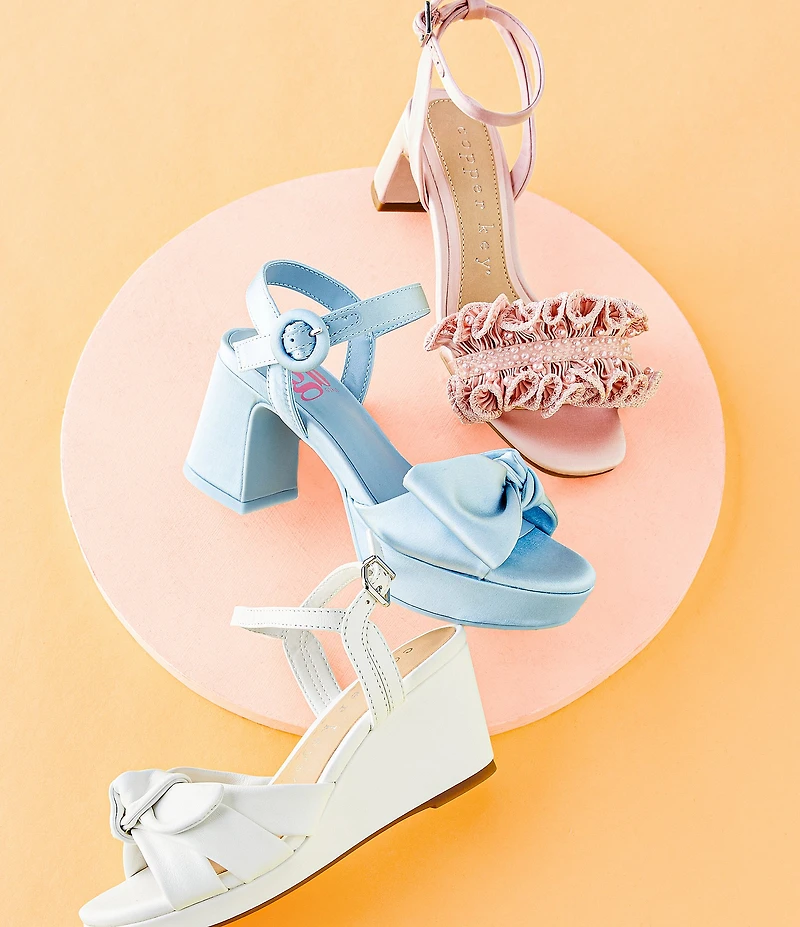 GB Girls' Sadie-Girl Satin Half Bow Platform Dress Sandals (Toddler)