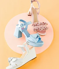 GB Girls' Sadie-Girl Satin Half Bow Platform Dress Sandals (Toddler)