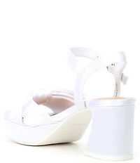 GB Girls' Sadie-Girl Satin Half Bow Platform Dress Sandals (Toddler)