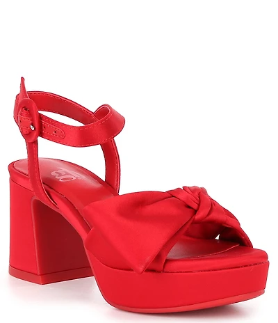 GB Girls' Sadie-Girl Satin Half Bow Platform Dress Sandals (Toddler)