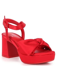 GB Girls' Sadie-Girl Satin Half Bow Platform Dress Sandals (Toddler)