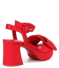 GB Girls' Sadie-Girl Satin Half Bow Platform Dress Sandals (Toddler)