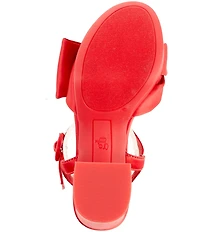GB Girls' Sadie-Girl Satin Half Bow Platform Dress Sandals (Toddler)