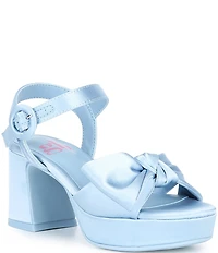 GB Girls' Sadie-Girl Satin Half Bow Platform Dress Sandals (Toddler)