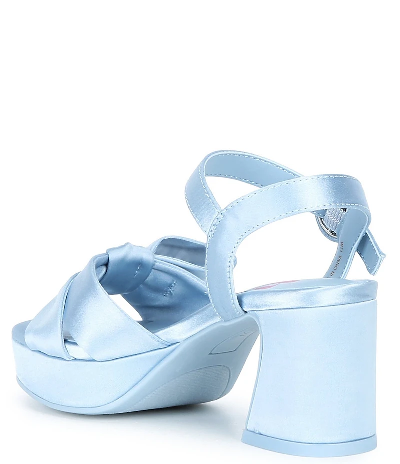 GB Girls' Sadie-Girl Satin Half Bow Platform Dress Sandals (Toddler)