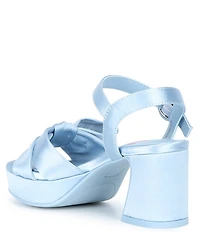 GB Girls' Sadie-Girl Satin Half Bow Platform Dress Sandals (Toddler)