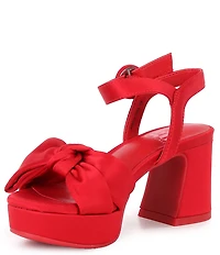 GB Girls' Sadie-Girl Satin Half Bow Family Matching Dress Sandals (Youth)