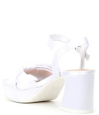 GB Girls' Sadie-Girl Satin Half Bow Family Matching Dress Sandals (Youth)